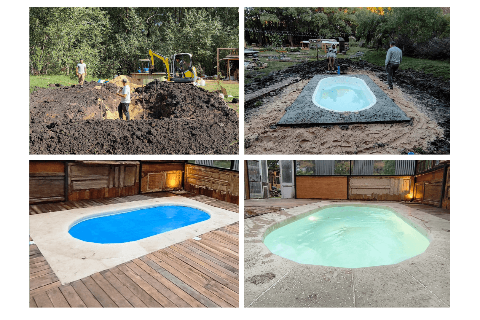 Comparación antes y después de la renovación de una piscina y su entorno